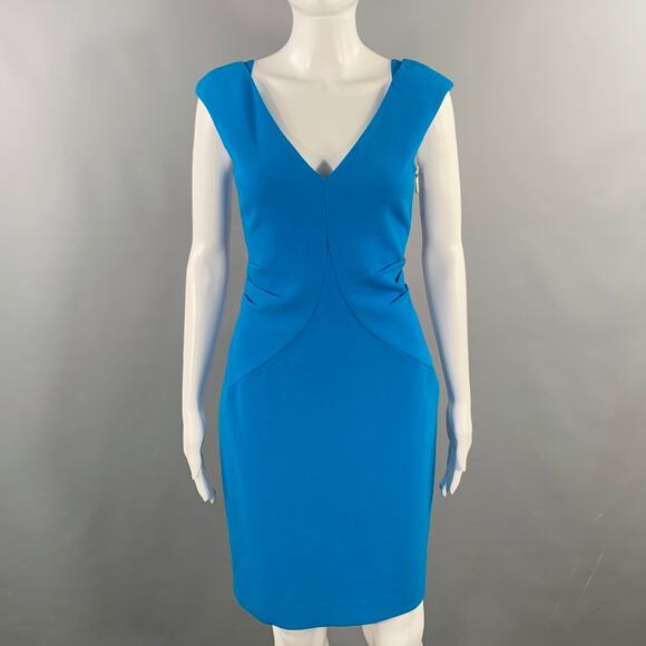 EMILIO PUCCI Size 8 Blue Crepe V-Neck Cocktail Dress - Picture 1 of 6